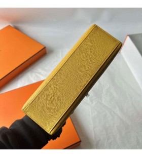 Kelly Pochette Epsom 9D Amber geel Goud Hardware 22cm Volledig Handgemaakt Ghw