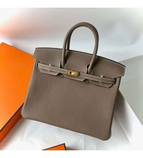 Birkin Togo Ck18 Etoupe Grijs Goud Hardware 25cm Volledig Handgemaakt Ghw