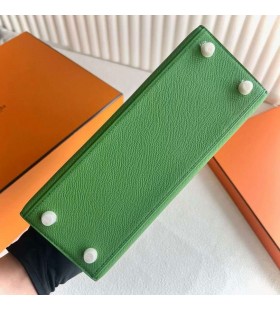 Kelly Epsom A8 Gras groen Goud Hardware 25cm Volledig Handgemaakt Ghw