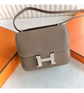 Constance Epsom Ck18 Etoupe Grijs Zilver Hardware 18cm Volledig Handgemaakt Phw