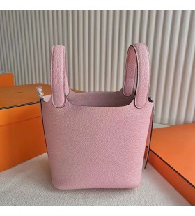 Picotin Clemence TC 3Q Nieuwe Roze Zilver Hardware 18cm Volledig Handgemaakt Phw