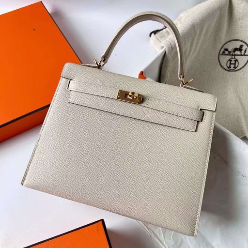 Kelly Epsom Ck10 Kermainen Valkoinen Kultaa Laitteisto Ghw 25cm Koko Käsintehty