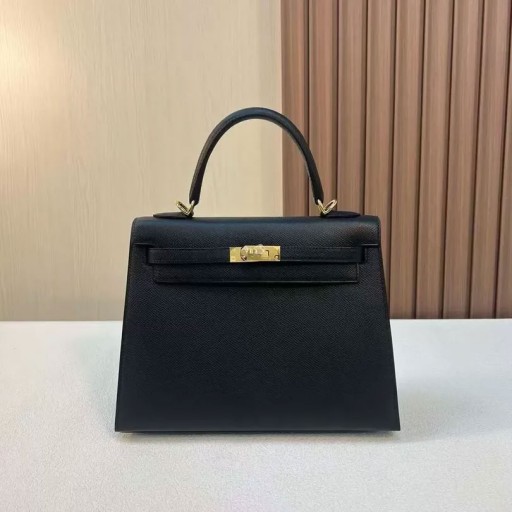 Kelly Epsom Ck89 Mustaa Kultaa Laitteisto-25cm Koko Käsintehty Ghw