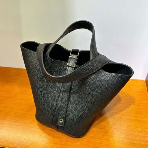 Picotin Clemence TC Nahka CK89 Musta Kulta Hardware 18cm Täysin Käsintehty