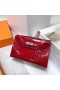 Mini Kelly Pochette Kiiltävä Alligaattori krokotiili Ck95 Ferrari punainen Hopea Laitteisto Phw 22cm Koko Käsintehty