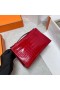 Mini Kelly Pochette Kiiltävä Alligaattori krokotiili Ck95 Ferrari punainen Hopea Laitteisto Phw 22cm Koko Käsintehty