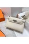 Mini Kelly Pochette Swift-Ck10 Kermainen Valkoinen Hopea Laitteisto Phw 22cm Koko Käsintehty