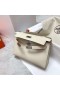Mini Kelly Pochette Swift-Ck10 Kermainen Valkoinen Hopea Laitteisto Phw 22cm Koko Käsintehty