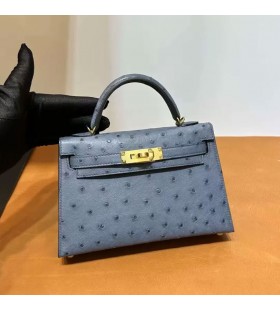 Mini Kelly Strutsi R2-Akaatti sininen Kulta Laitteisto-19cm Koko KÃ¤sintehty Ghw