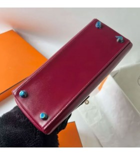 Kelly Laatikko Ck55 Bordeaux-Punainen Kultaa Laitteisto-25cm Koko Käsintehty Ghw