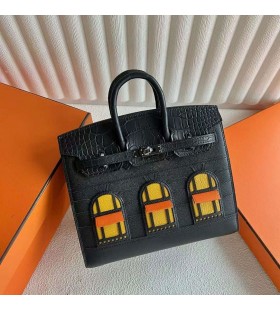 Birkin pieni talo Rajoitettu musta Musta Solki 20cm Täysin Käsintehty