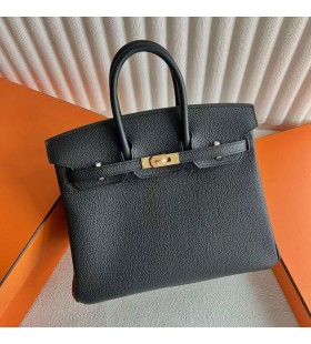 Birkin Togo Ck89 Mustaa Kultaa Laitteisto-25cm Koko Käsintehty Ghw