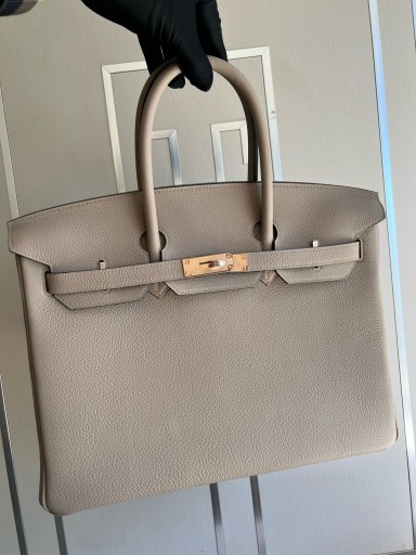 Birkin togo ck81 Gris gris Rose d'or Matériel de 35cm à Plein fait à la Main
