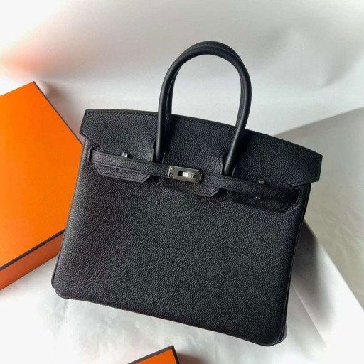 Birkin Togo Ck89 Noir Argent Matériel 25cm Pleine Main Phw