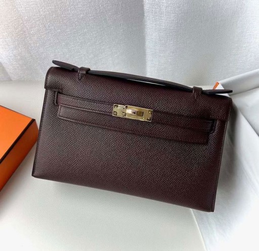 Mini Kelly Pochette d'Epsom 0G rouge violacé Matériel d'Or 22 cm Pleine Main Ghw