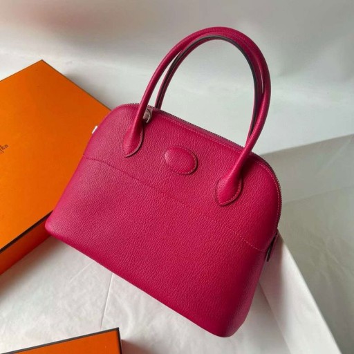 Bolide de Chevre 90 raspberry rouge Argent Hardware 27cm Pleine Main Phw