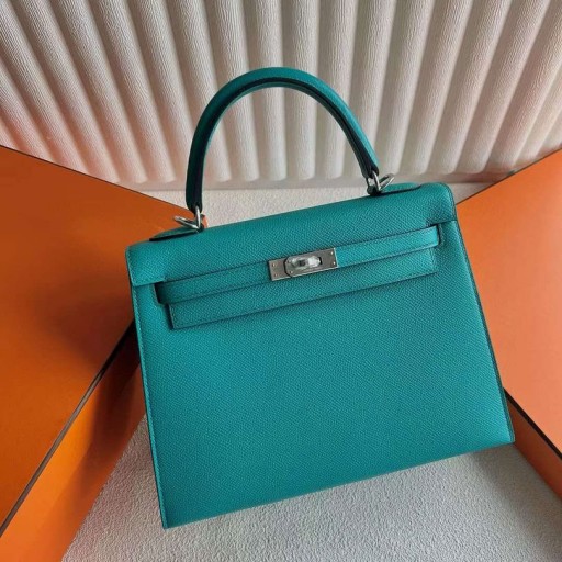 Kelly Epsom U1 Vérone vert Argent Matériel 25cm Pleine Main Phw