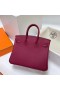 Birkin Togo K1 rouge grenat Argent Matériel Phw 25cm à Plein fait à la Main