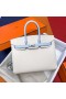 Birkin Sellier Epsom I2 Blanc crème & T0 Light Bleu Argent Matériel Phw 25cm à Plein fait à la Main
