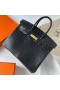 Birkin Matte Crocodile Porosus Ck89 Or Noir Matériel Ghw 25cm à Plein fait à la Main