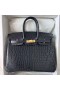 Birkin Matte Crocodile Porosus Ck89 Or Noir Matériel Ghw 25cm à Plein fait à la Main