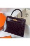 Kelly Brillant Nilo Crocodile 9G de Cristal Violet Matériel d'Or Ghw 25cm à Plein fait à la Main