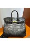 Birkin Mat Alligator crocodile Ck89 Or Noir Matériel 25cm Pleine Main Ghw