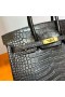 Birkin Mat Alligator crocodile Ck89 Or Noir Mat&Atilde;&copy;riel 25cm Pleine Main Ghw