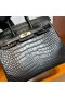 Birkin Mat Alligator crocodile Ck89 Or Noir Matériel 25cm Pleine Main Ghw