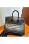 Birkin Mat Alligator crocodile Ck89 Or Noir Matériel 25cm Pleine Main Ghw