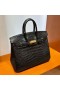 Birkin Mat Alligator crocodile Ck89 Or Noir Matériel 25cm Pleine Main Ghw