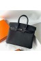 Birkin Togo Ck89 Noir Argent Matériel 25cm Pleine Main Phw