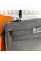 Kelly Chevre 8F tinware gris Argent Hardware 25cm Pleine Main Phw