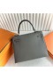 Kelly Chevre 8F tinware gris Argent Hardware 25cm Pleine Main Phw