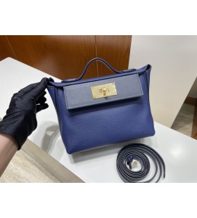 Mini kelly 2424 Evecolor l'Or Bleu Matériel GHW 21cm Plein fait à la Main