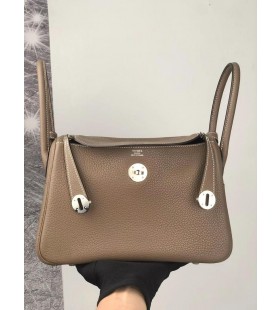 Lindy Clemence Ck18 Etoupe Gris Argent Hardware 26cm Plein fait à la Main