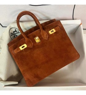 Birkin Teddy en Daim de couleur d'Or Matériel GHW 25cm à Plein fait à la Main