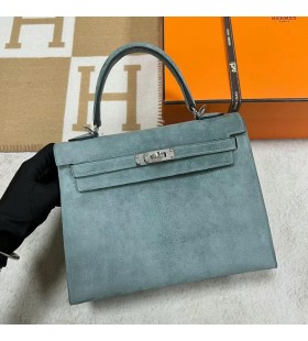 Kelly Suede 7G azure Argent Matériel Phw 25cm à Plein fait à la Main