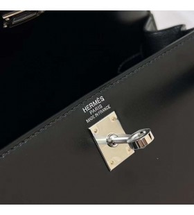 Kelly BoÃ®te en Cuir Ck89 Noir Argent MatÃ©riel Phw 25cm Ã  Plein fait Ã  la Main