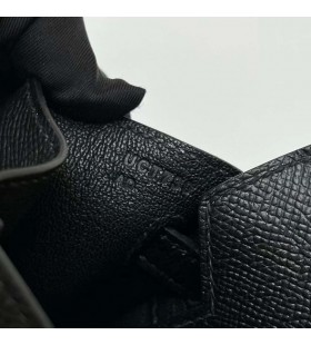 Birkin Epsom Ck89 Or Noir Matériel Ghw 25cm à Plein fait à la Main