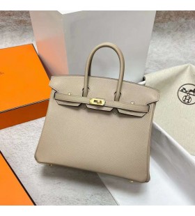 Birkin Epsom S2 abricot Kaki Matériel d'Or Ghw 25cm à Plein fait à la Main