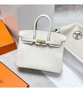 Birkin Togo 8L Blanc glacier du Matériel d'Or Ghw 25cm à Plein fait à la Main