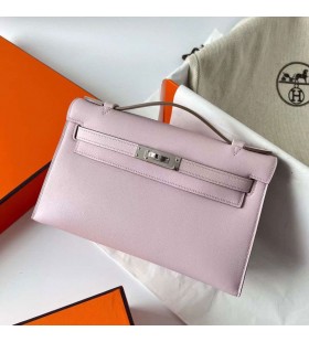 Mini Kelly Pochette Swift 09 LumiÃ¨re Rose Violet Argent MatÃ©riel Phw 22cm Plein fait Ã  la Main
