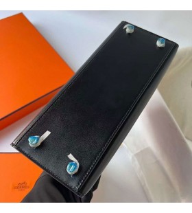 Kelly Box Leather Ck89 Black Gold Hardware 25cm Ghw Full Handmade