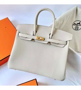 Birkin Togo Ck10 milk-Shake Or blanc Matériel 25cm Ghw à Plein fait à la Main