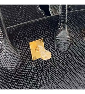 Sacs Brikin Lézard Ck89 Or Noir Matériel 25cm Pleine Main Ghw