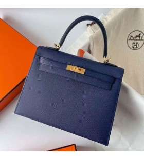 Kelly Epsom Ck73 Gem Bleu Matériel d'Or 25cm Pleine Main Ghw