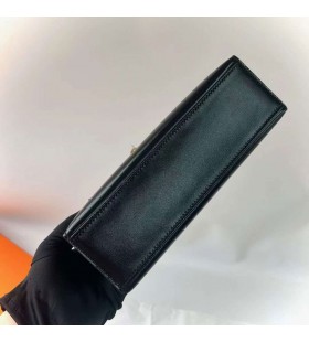 Kelly Pochette Case en Cuir Ck89 Or Noir MatÃ©riel 22cm Pleine Main Ghw