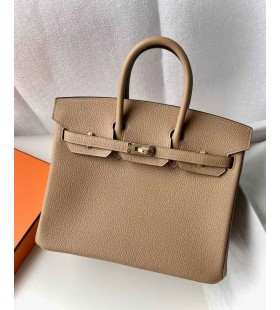 Birkin Togo 0M ThÃ© Kaki MatÃ©riel d'Or 25cm Pleine Main Ghw