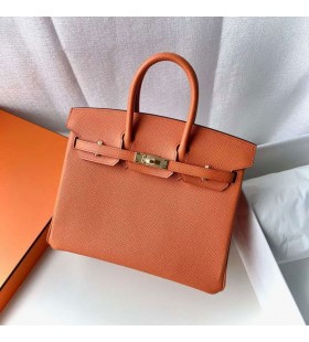 Birkin Epsom Ck93 Orange Matériel d'Or 25cm Pleine Main Ghw